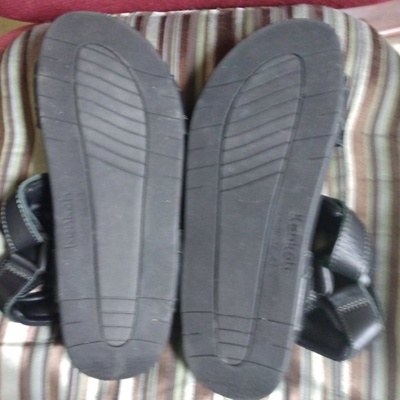 ❤️Mens KENKOH Black Leather Massage Orthopedic Adjustable Straps Sandals 43 / 12